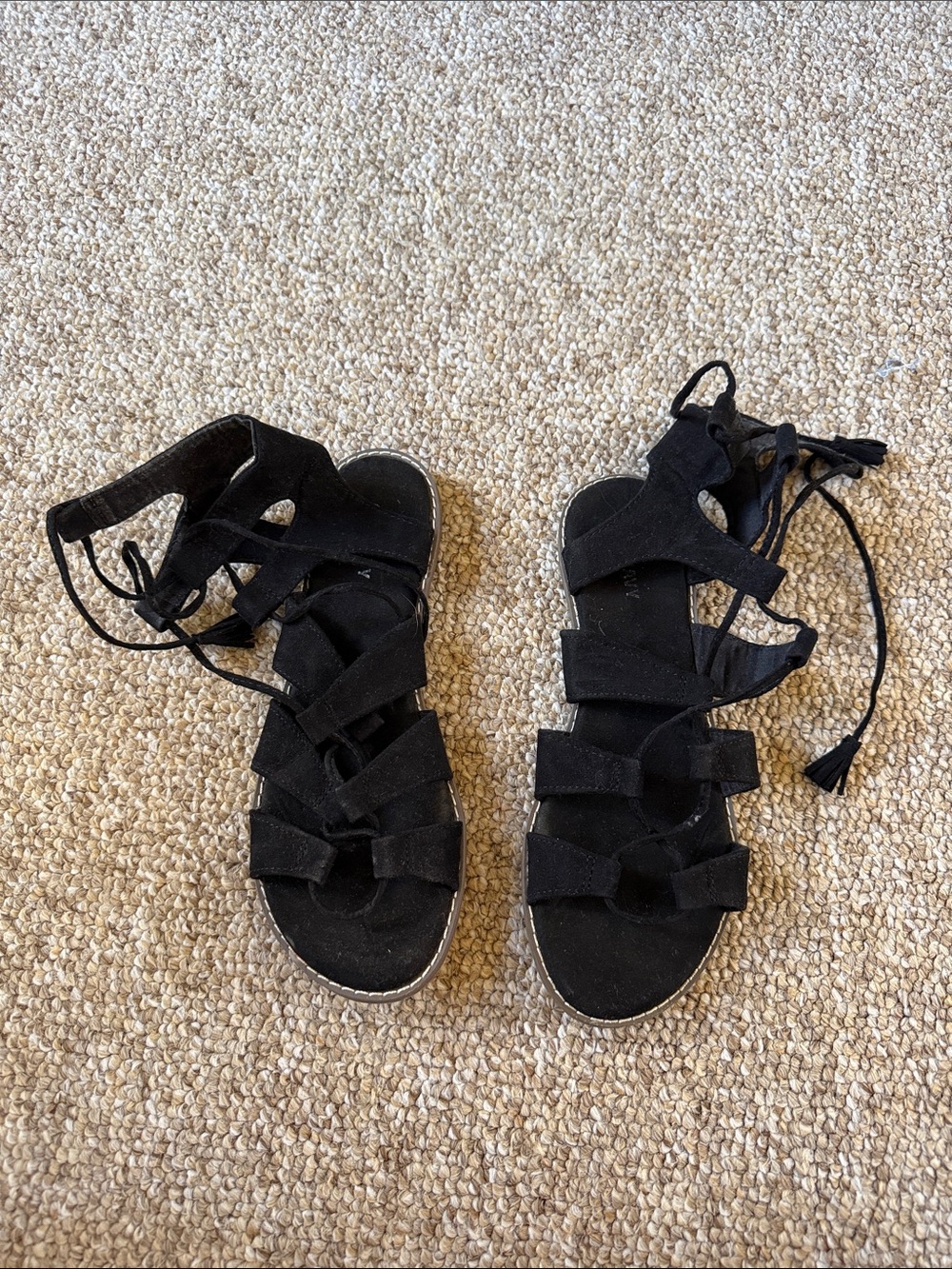 Old Navy Black Lace-Up Gladiator Sandals